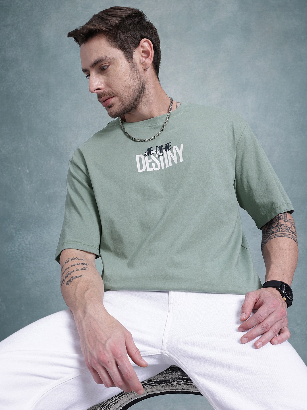 

The Roadster Life Co. Printed Relaxed Fit Pure Cotton T-shirt, Green
