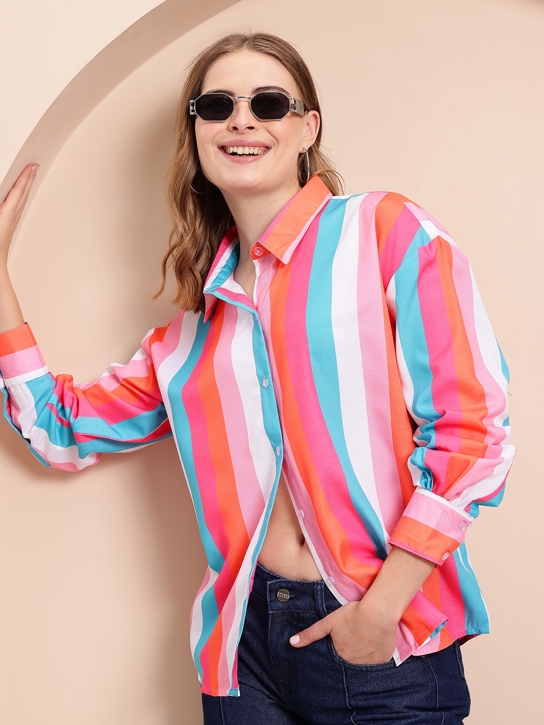 

Mast & Harbour Women Multi Striped Casual Shirt