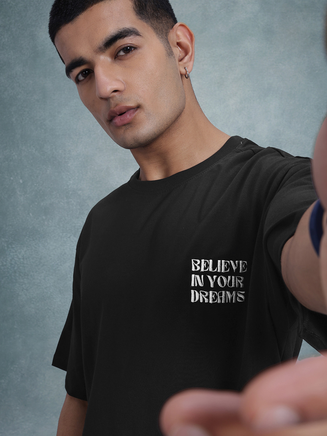 

The Roadster Life Co. Drop-Shoulder Sleeves Relaxed Fit T-shirt, Black