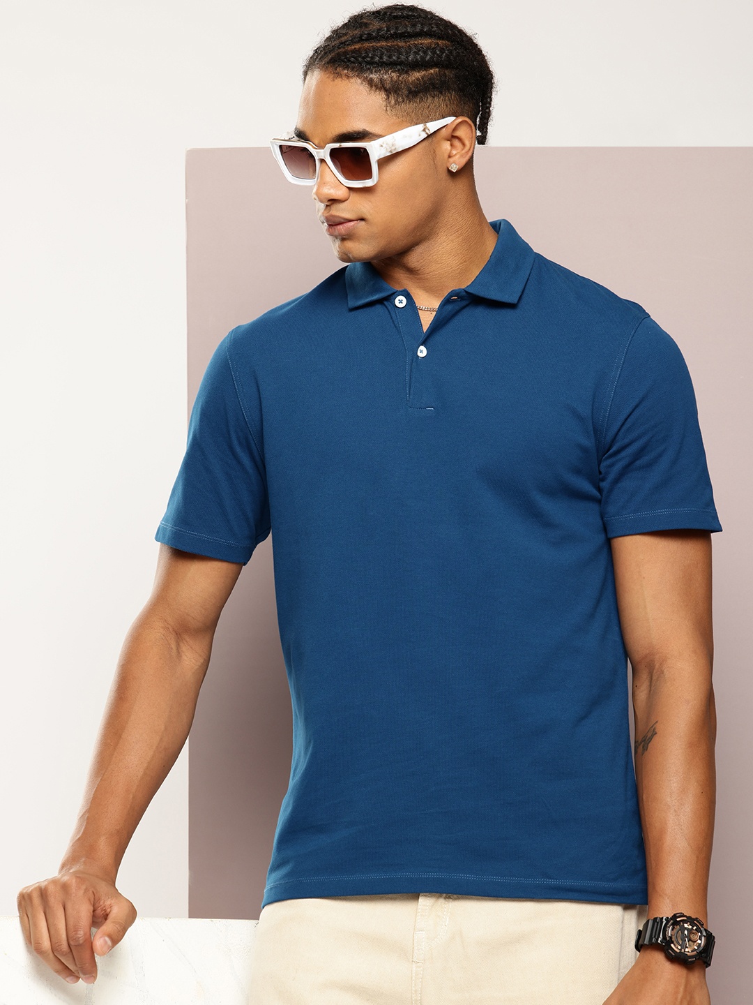 

Kook N Keech Men Polo Collar Pure Cotton T-shirt, Blue