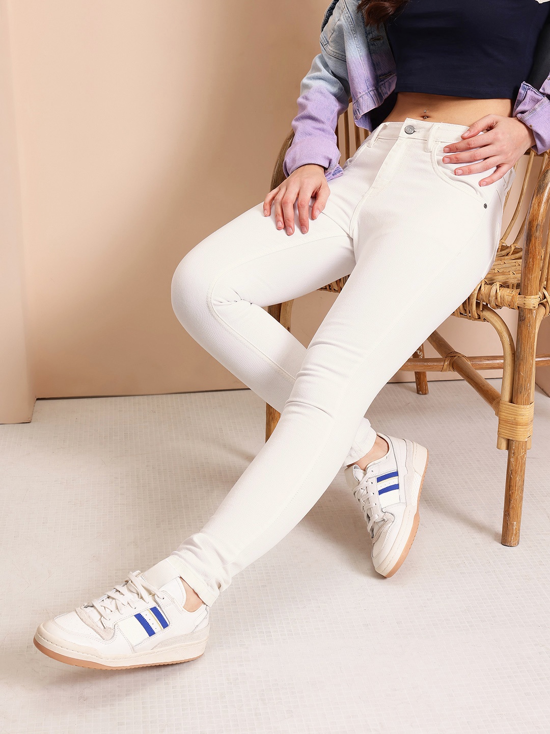 

Mast & Harbour Women Skinny Fit Stretchable Jeans, White
