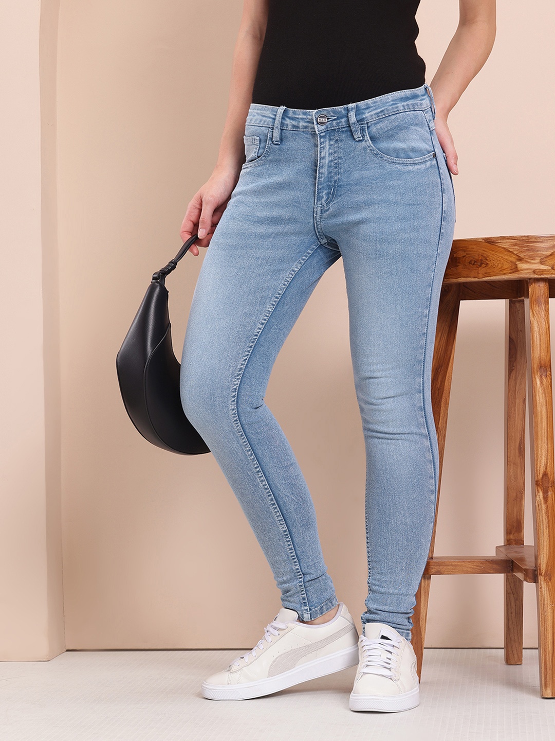 

Mast & Harbour Women Skinny Fit Light Fade Stretchable Jeans, Blue