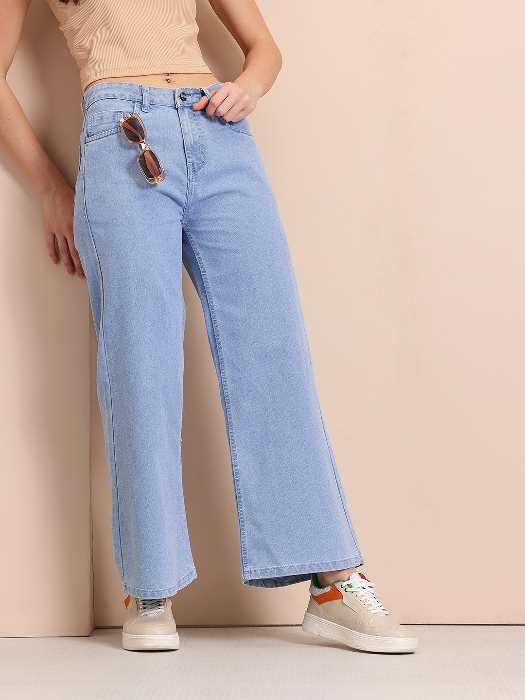 

Mast & Harbour Women Wide Leg Jeans, Blue