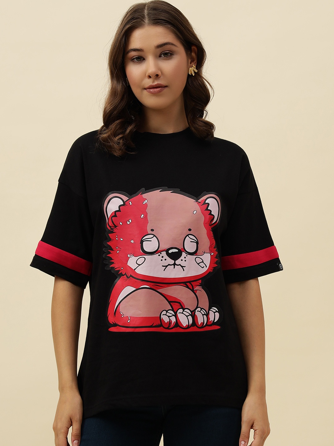 

Beatnik Women Applique T-shirt, Black