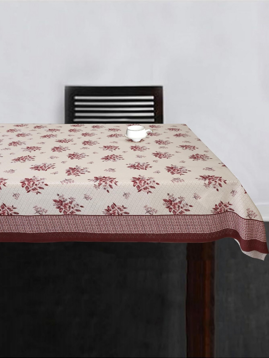 

Homerz Maroon Floral Anti-Slip Cotton 4-Seater Table Cover