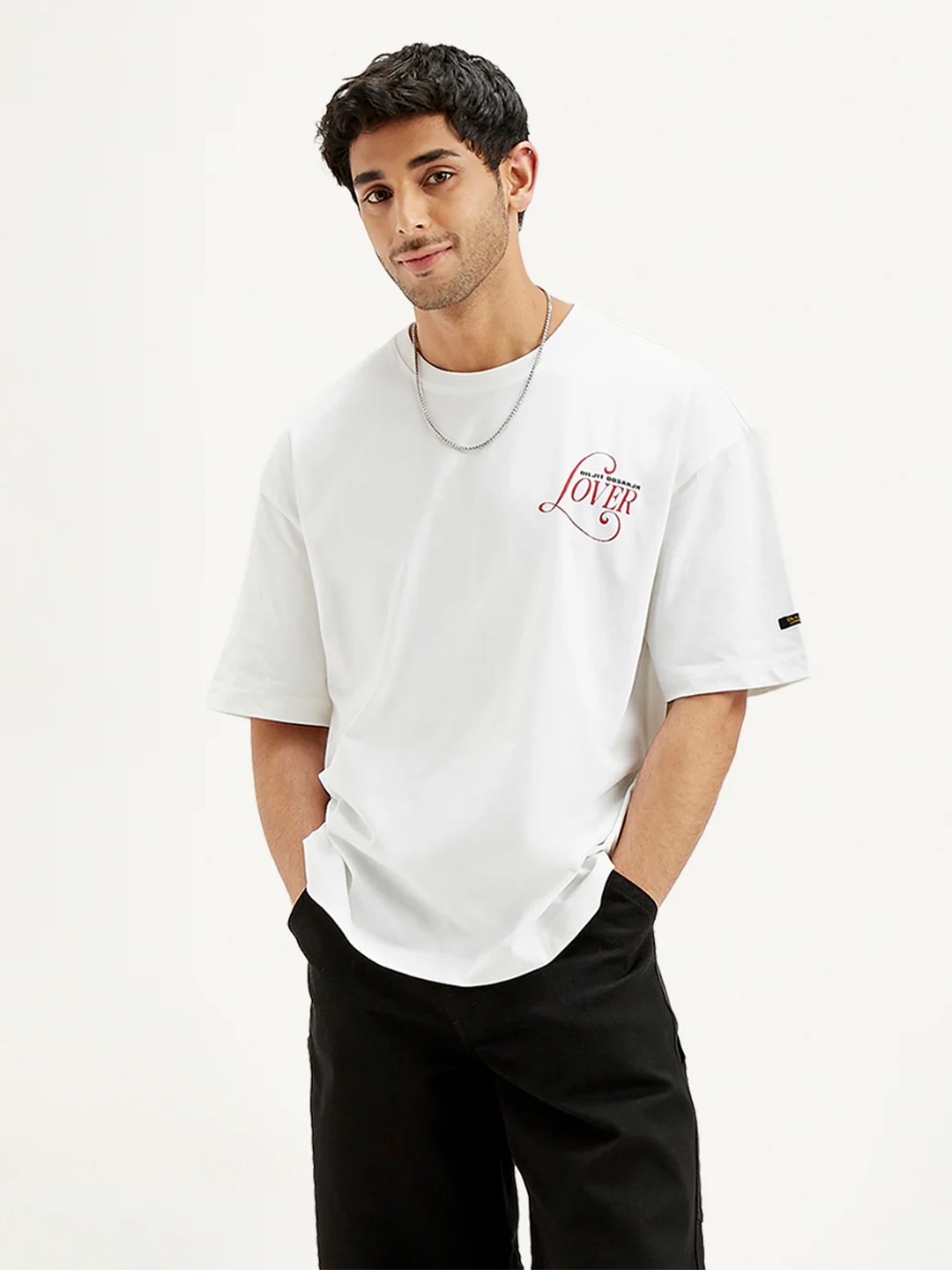 

Levis Unisex Graphic Printed Round Neck Cotton Oversized T-shirt, White