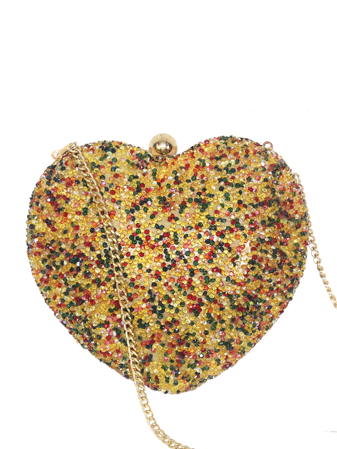 

AlorBags The Yellow Candy Dazzle Embellished Box Clutch, Gold