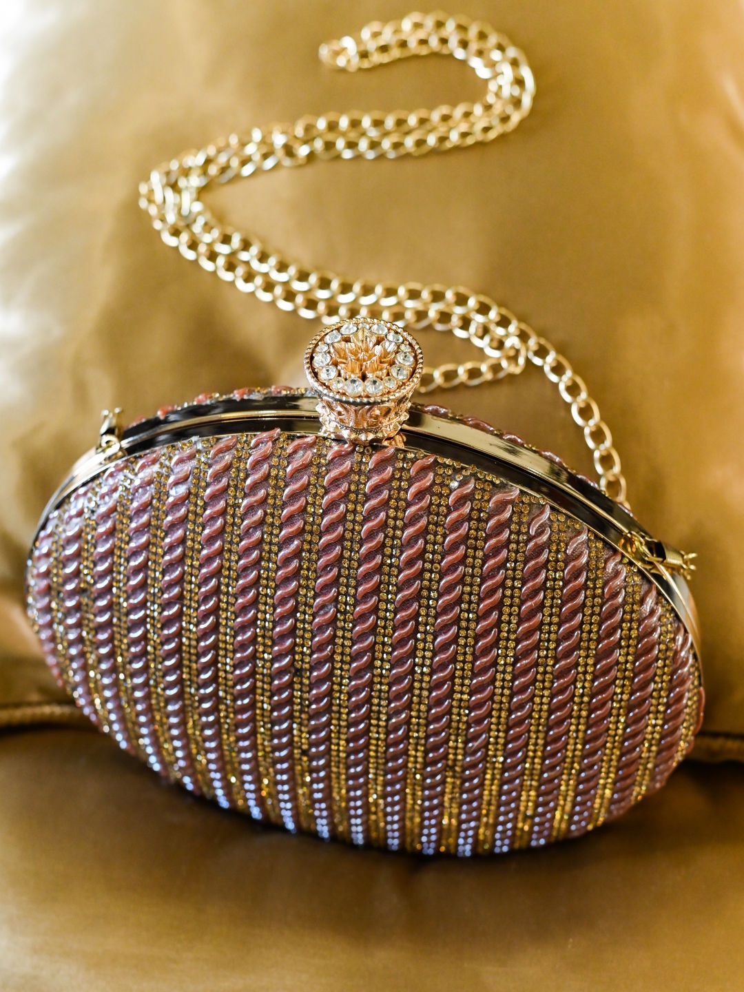 

AlorBags Magnifique Embellished Box Clutch, Peach