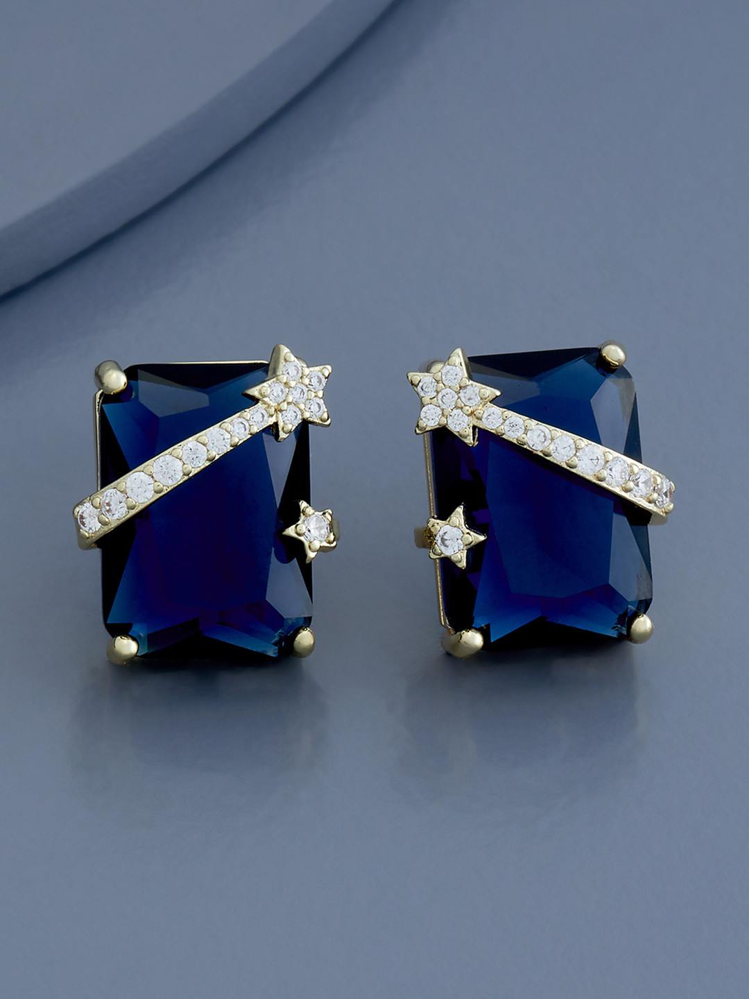

Kushal's Fashion Jewellery Gold-Plated Cubic Zirconia Studded Square Studs
