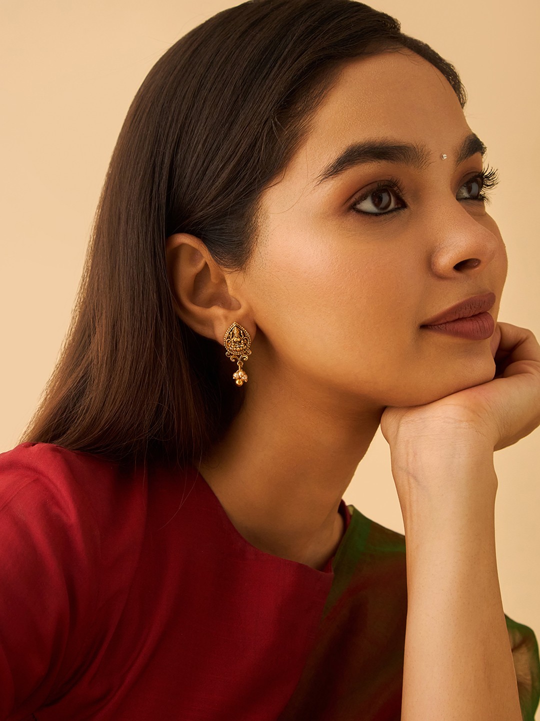 

Kushal's Fashion Jewellery 92.5 Pure Silver Gold-Plated Beaded Drop Earrings