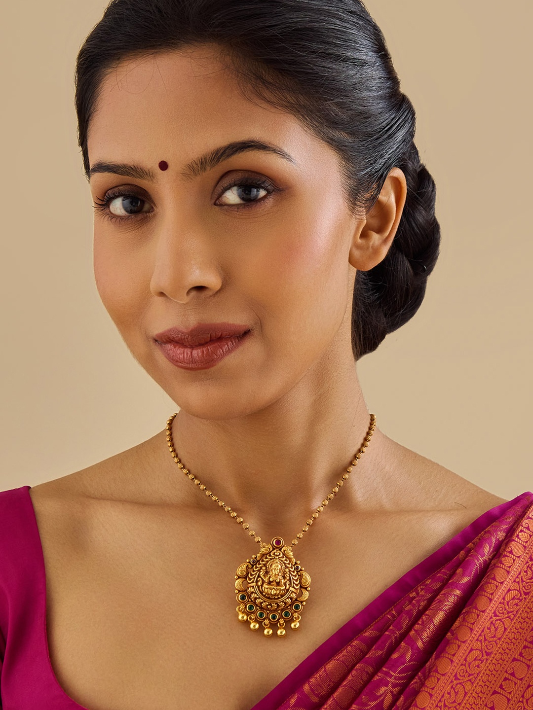 

Kushal's Fashion Jewellery 92.5 Pure Silver Gold-Plated Teardrop Shaped Pendant