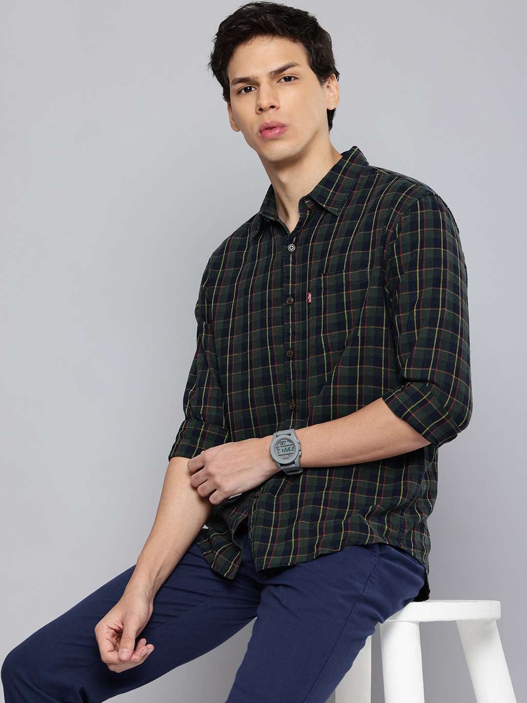 

Levis Slim Fit Checked Casual Shirt, Navy blue