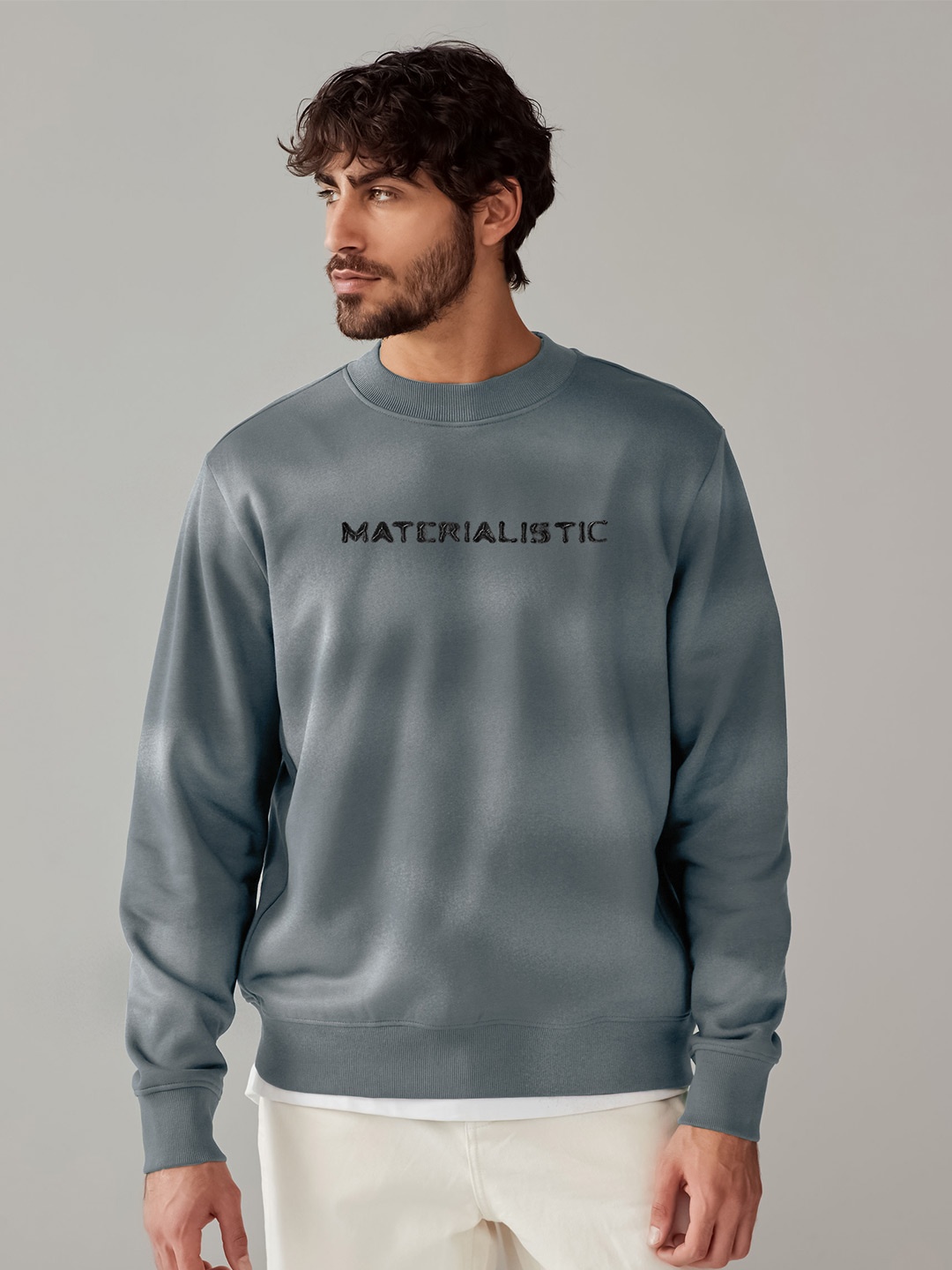

Maniac Men Abstract Printed Sweatshirt, Grey