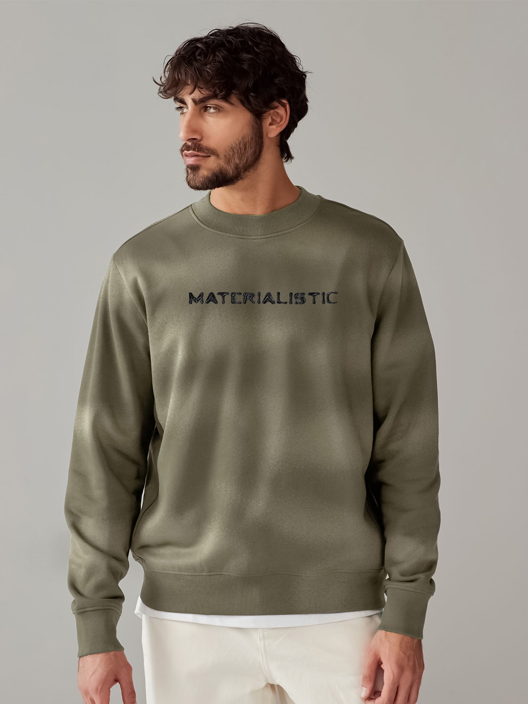 Maniac Men Typography Printed Sweatshirt, Grey