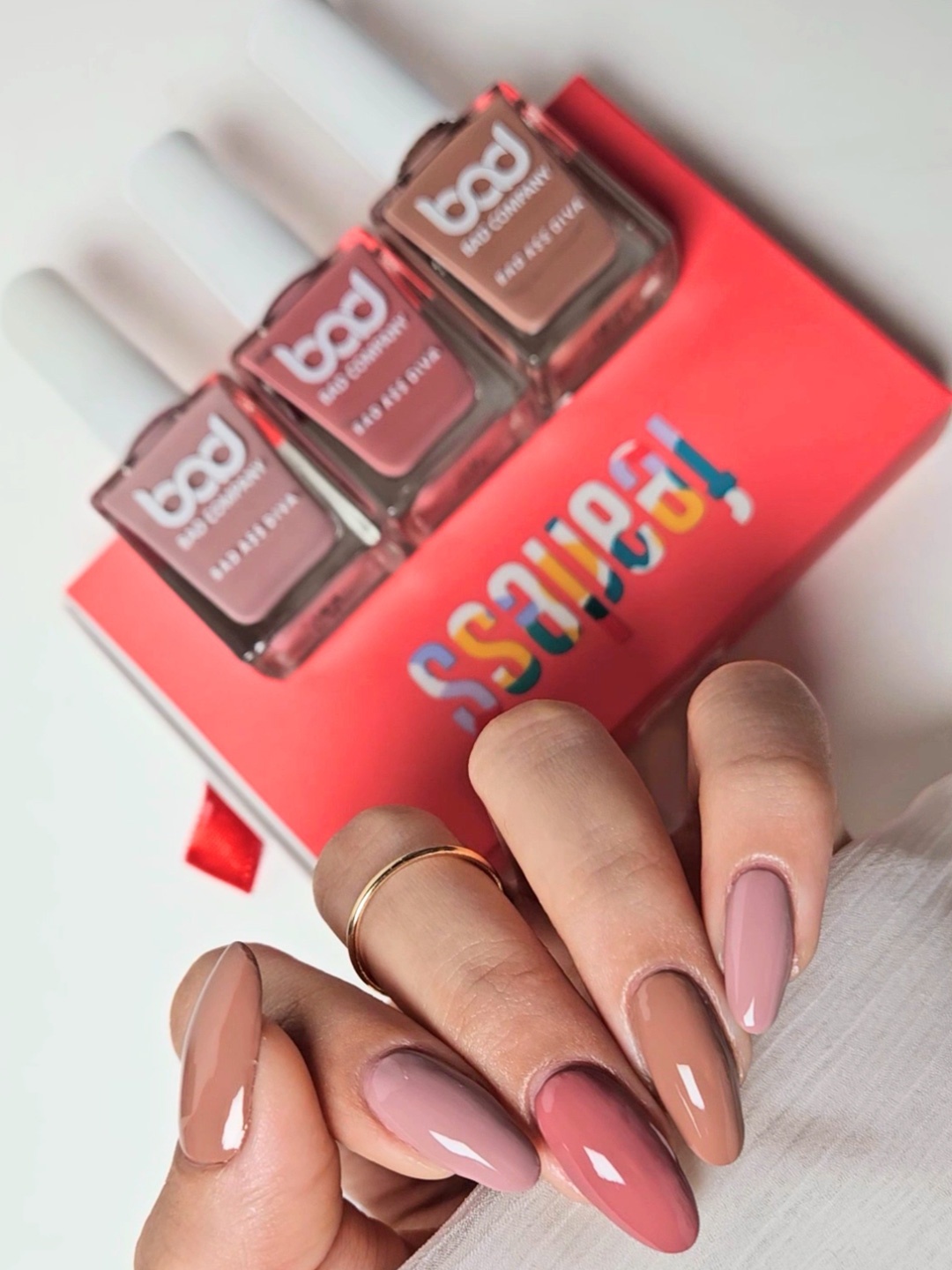 

BAD COMPANY Set Of 3 No Toxin Nail Lacquer Nail Polish - 10 ml Each - Shade - 57,61,96, Nude