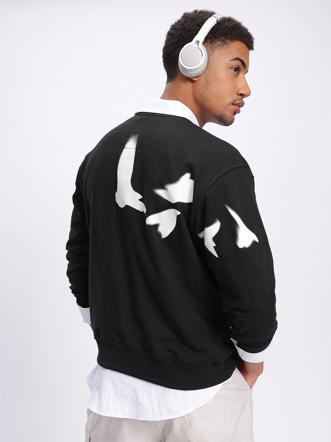 

glitchez Knit City Vibes Printed Sweatshirt, Black