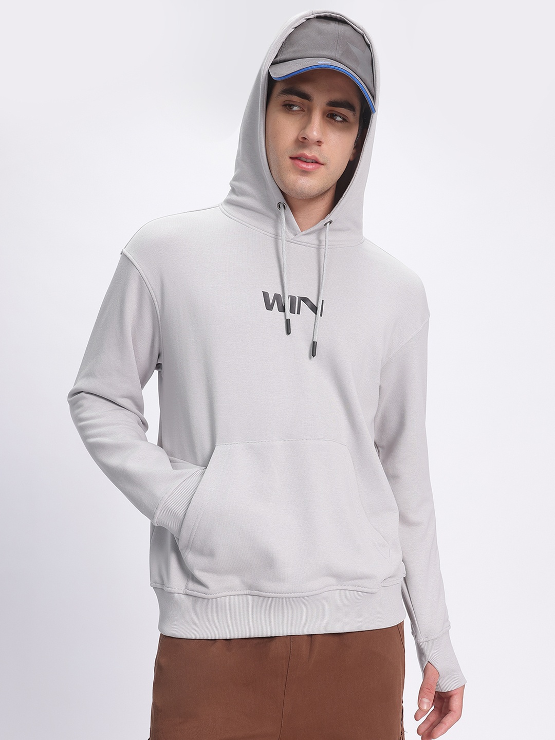 

glitchez For the Win Printed Hooded Pullover, Grey