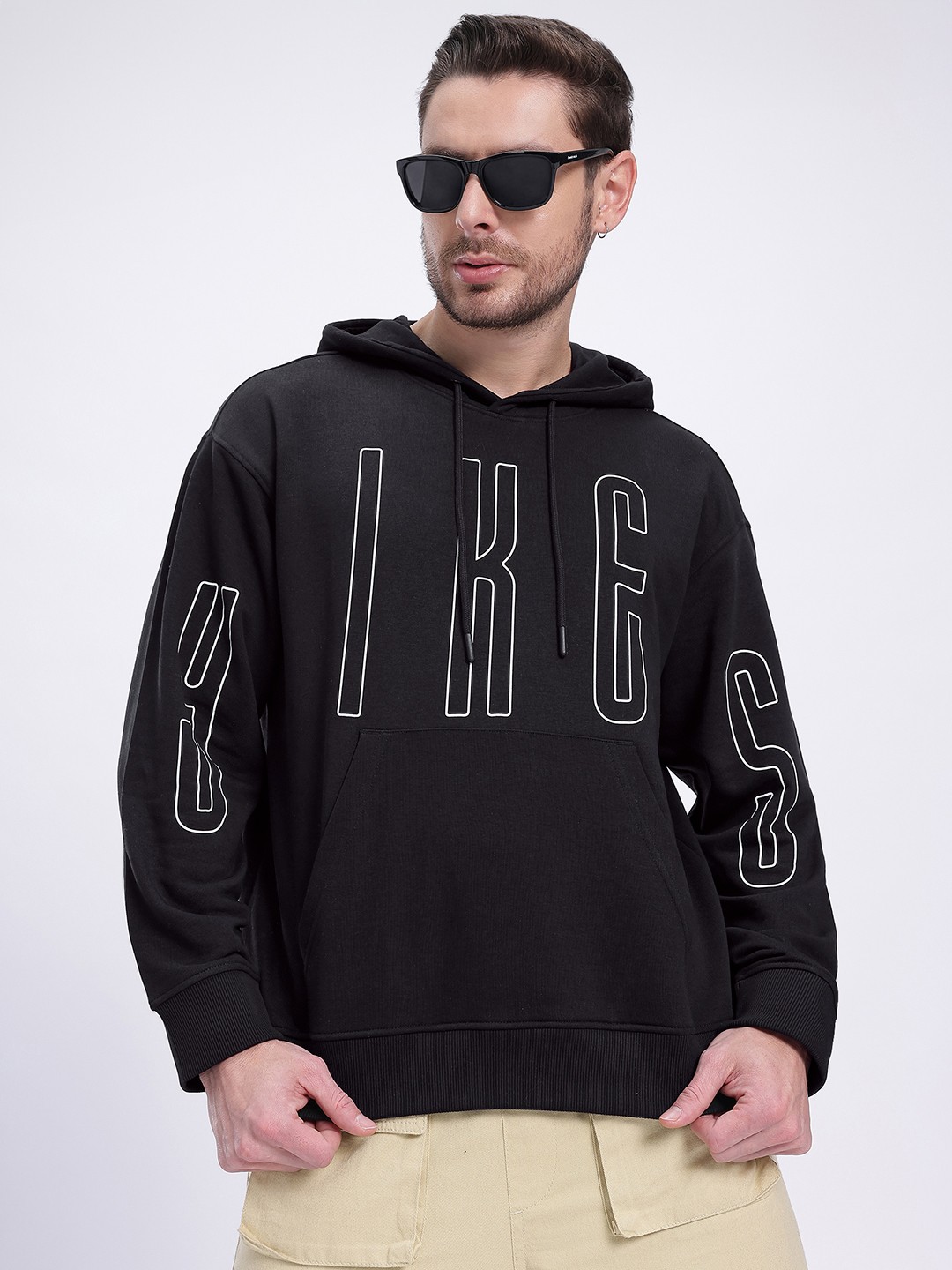 

glitchez Effortless Cool Printed Hooded Sweatshirt, Black