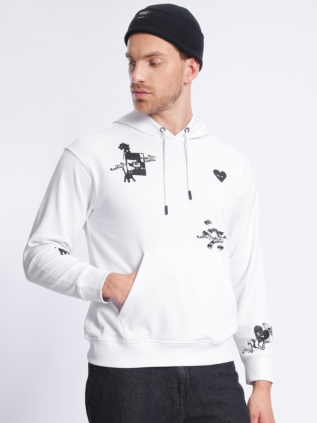 

glitchez Graphics Fanatic Fleece Hooded Sweatshirt, White