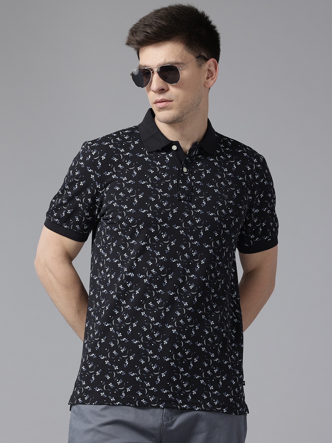 

Blackberrys Printed Polo Collar Slim Fit T-shirt, Black