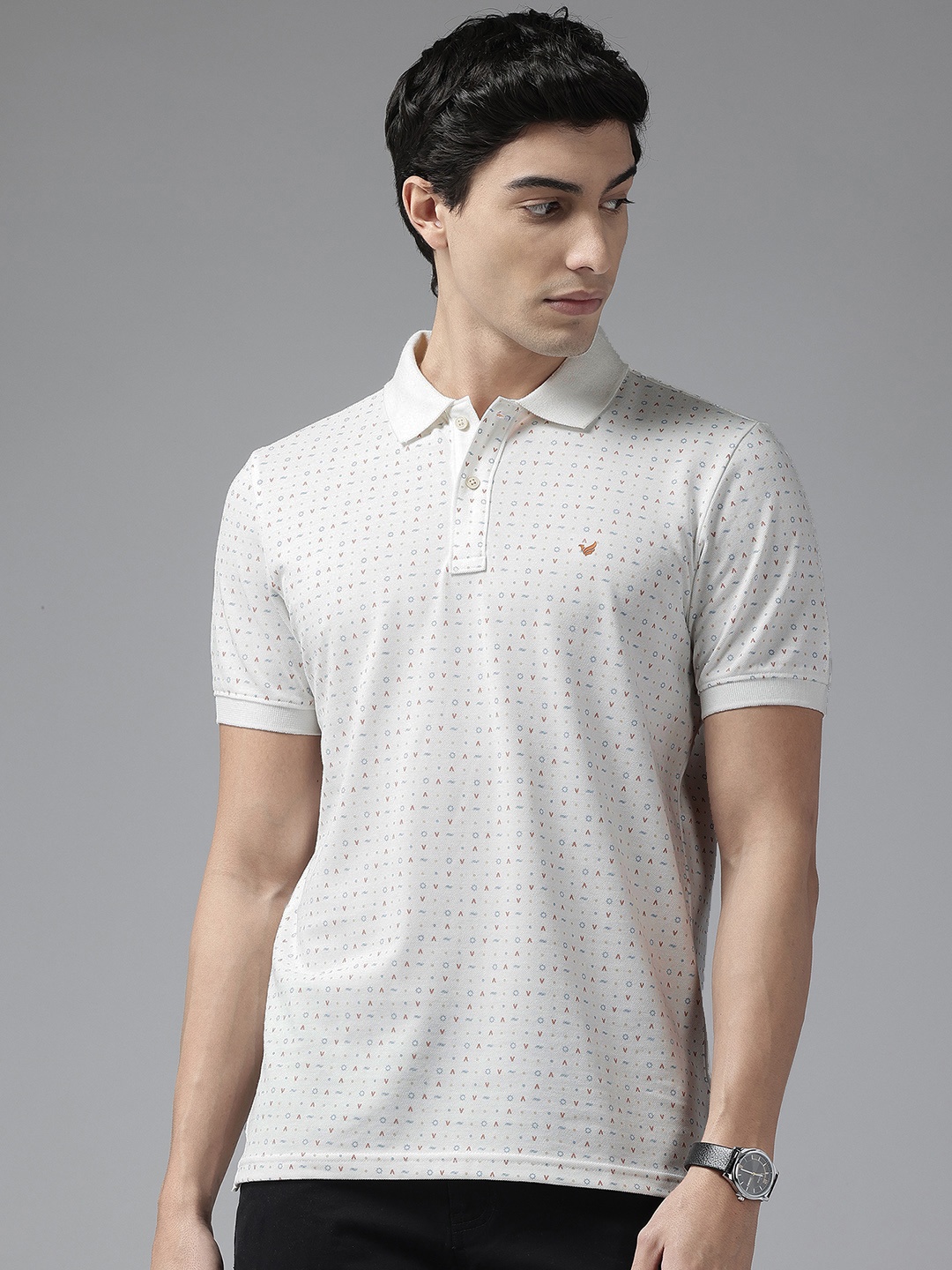 

Blackberrys Printed Slim Fit Polo T-shirt, White