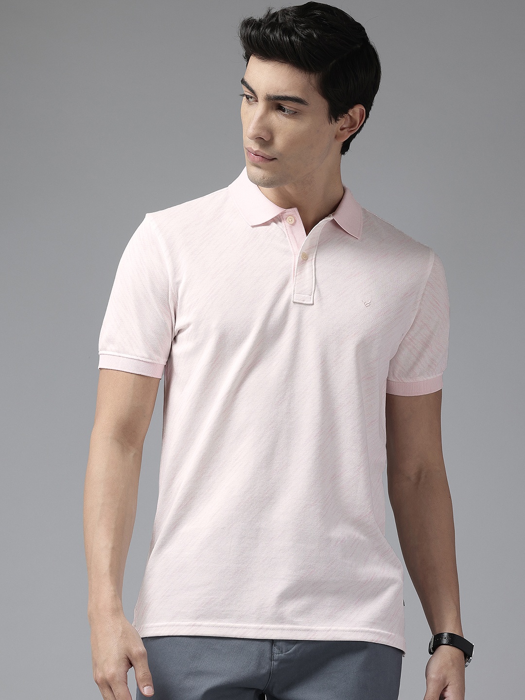 

Blackberry Printed Slim Fit Polo T-shirt, Pink