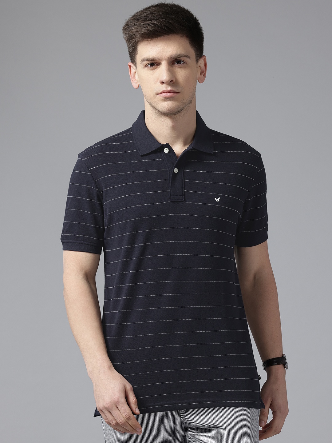 

Blackberrys Striped Polo Collar Slim Fit T-shirt, Navy blue