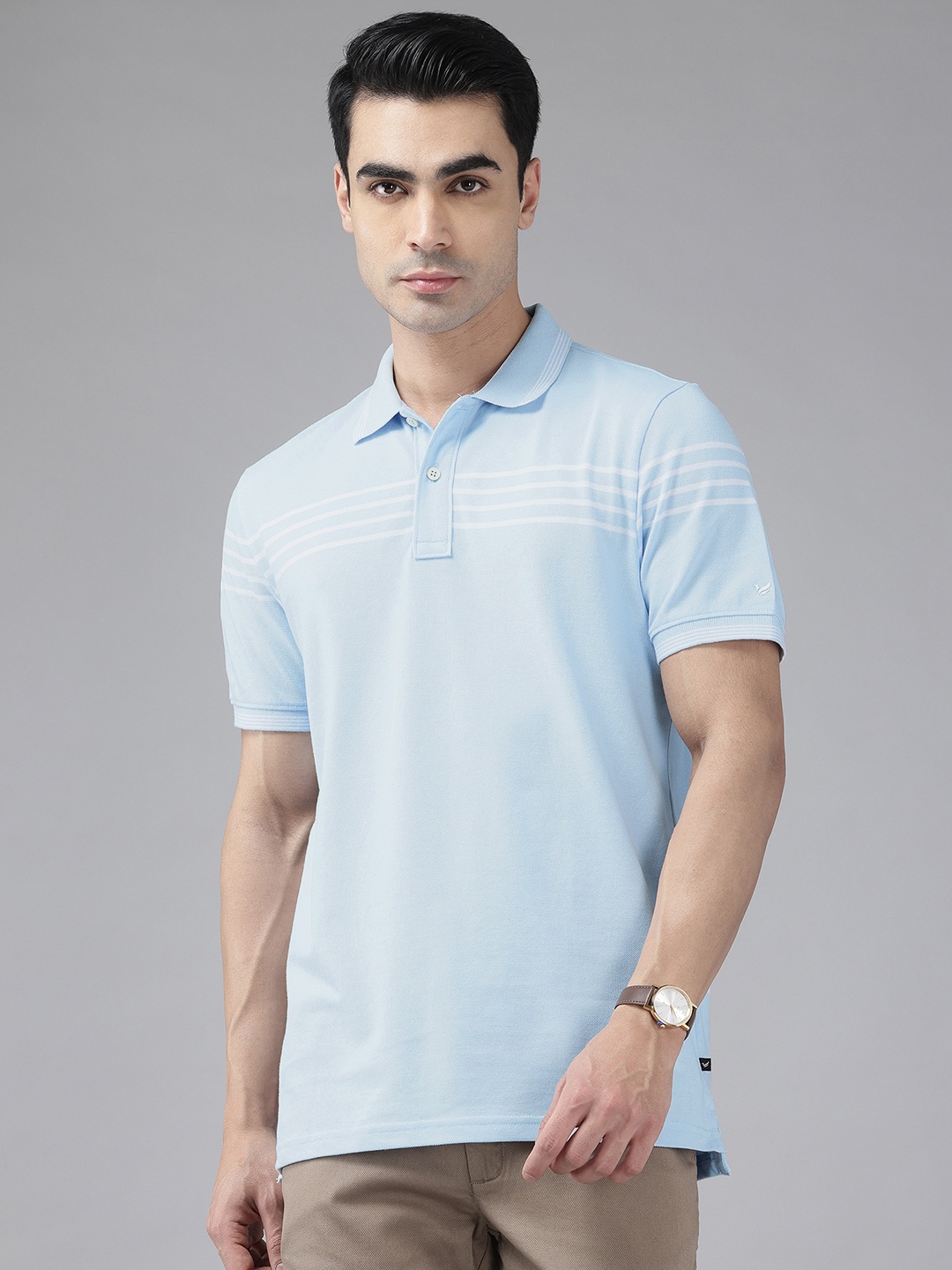 

Blackberrys Striped Polo Collar Slim Fit T-shirt, Blue