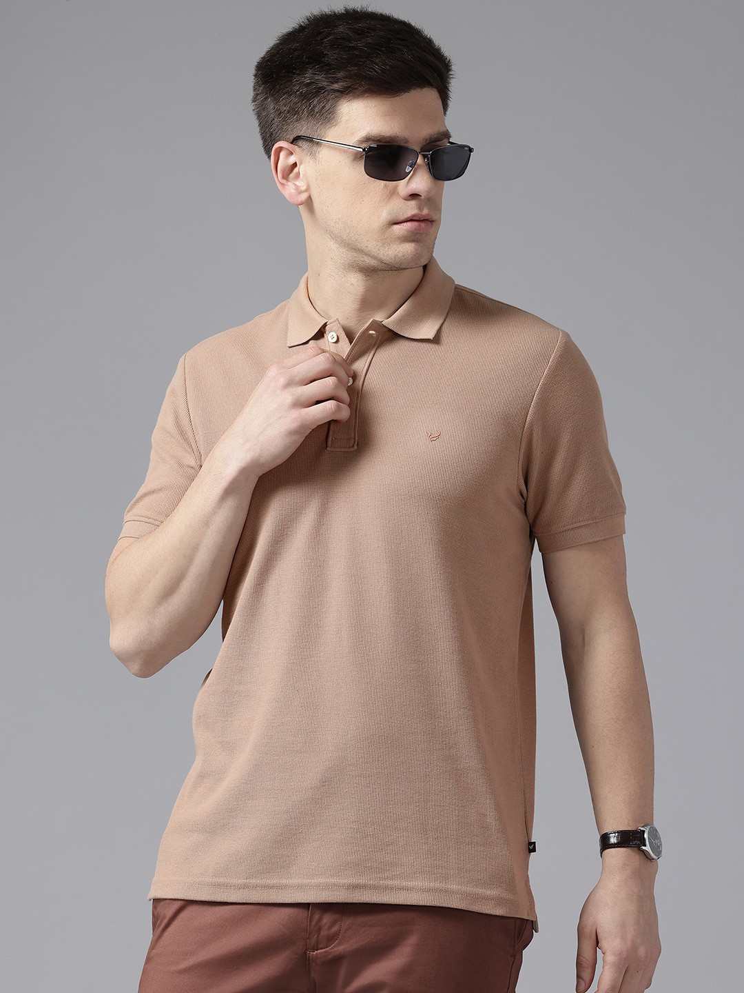 

Blackberrys Men Polo Collar Slim Fit T-shirt, Beige