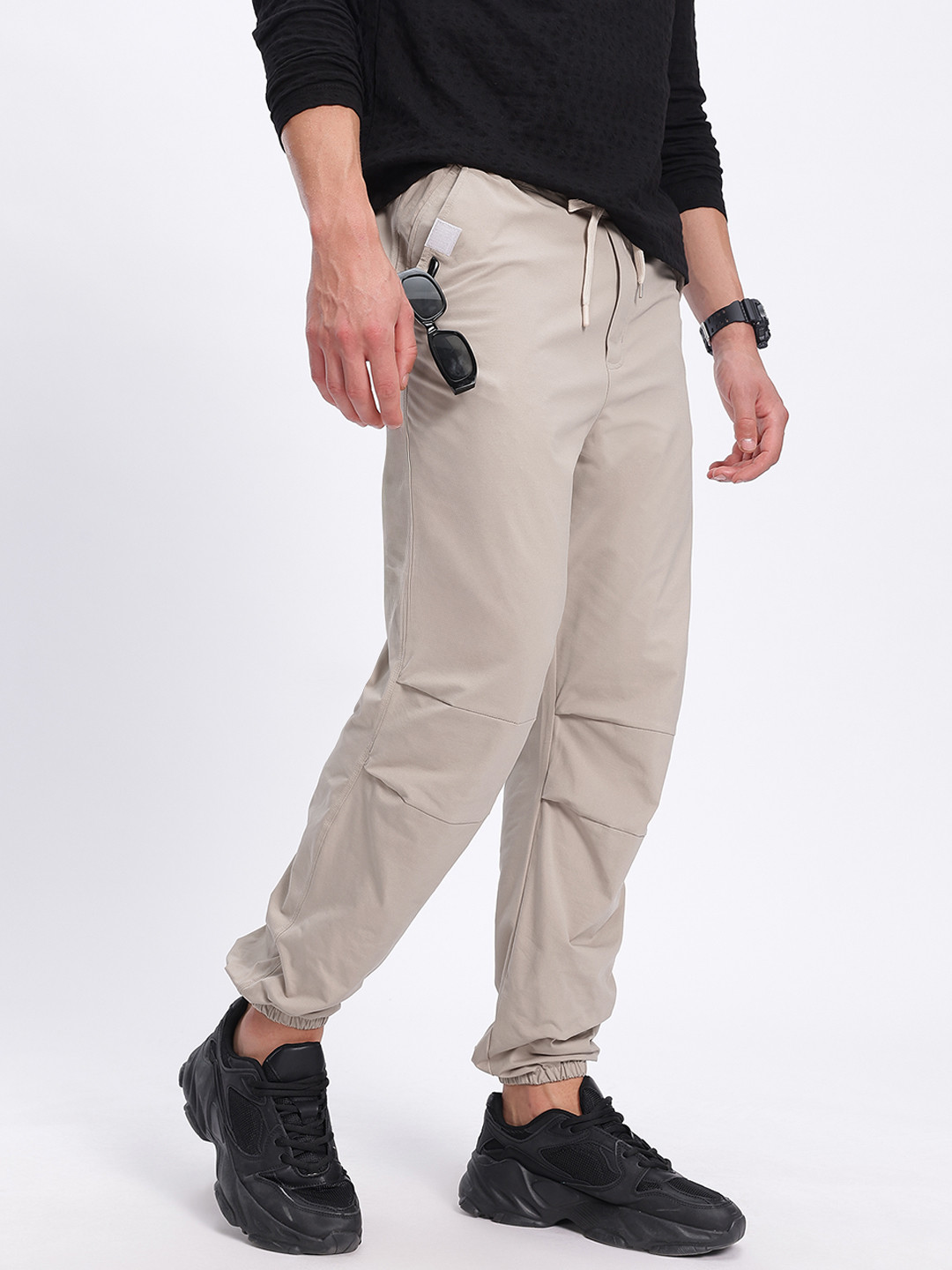 

glitchez Men Urban Elegance Regular Fit Joggers, Beige
