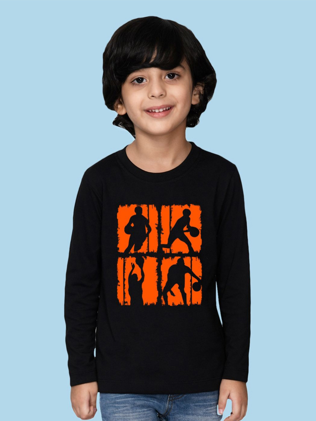 

NUSYL Boys Graphic Printed Round Neck Cotton T-shirt, Black