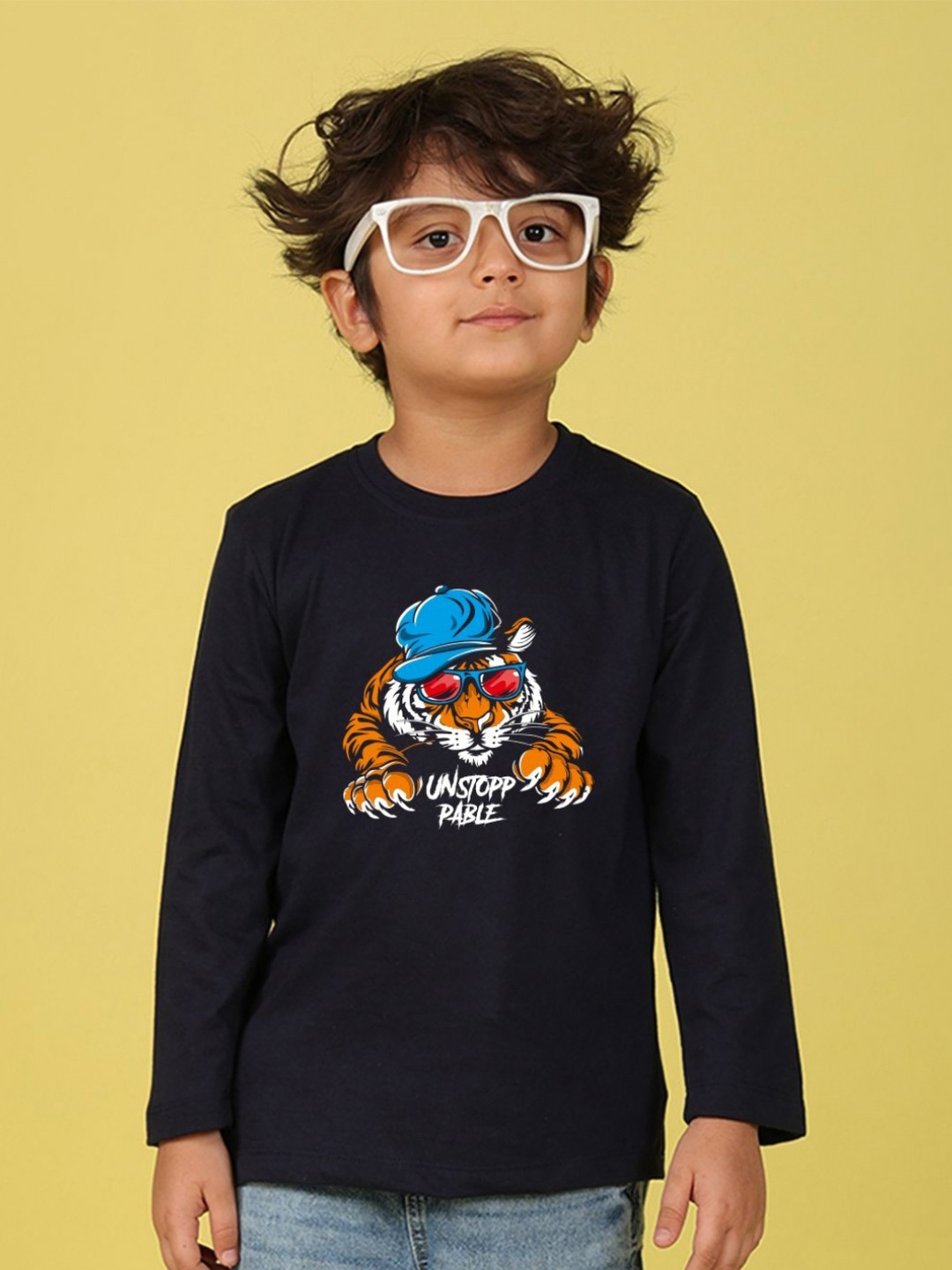 

NUSYL Boys Graphic Printed Round Neck Cotton T-shirt, Black