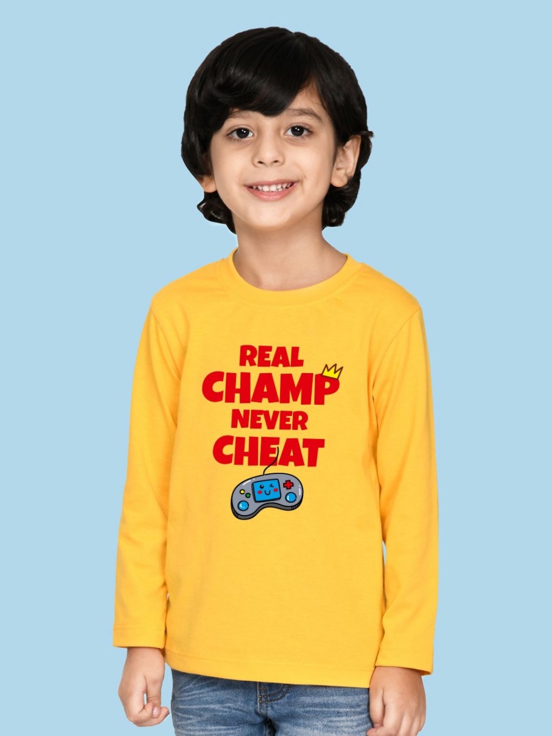 NUSYL Boys Typography Printed Round Neck Cotton T-shirt, White
