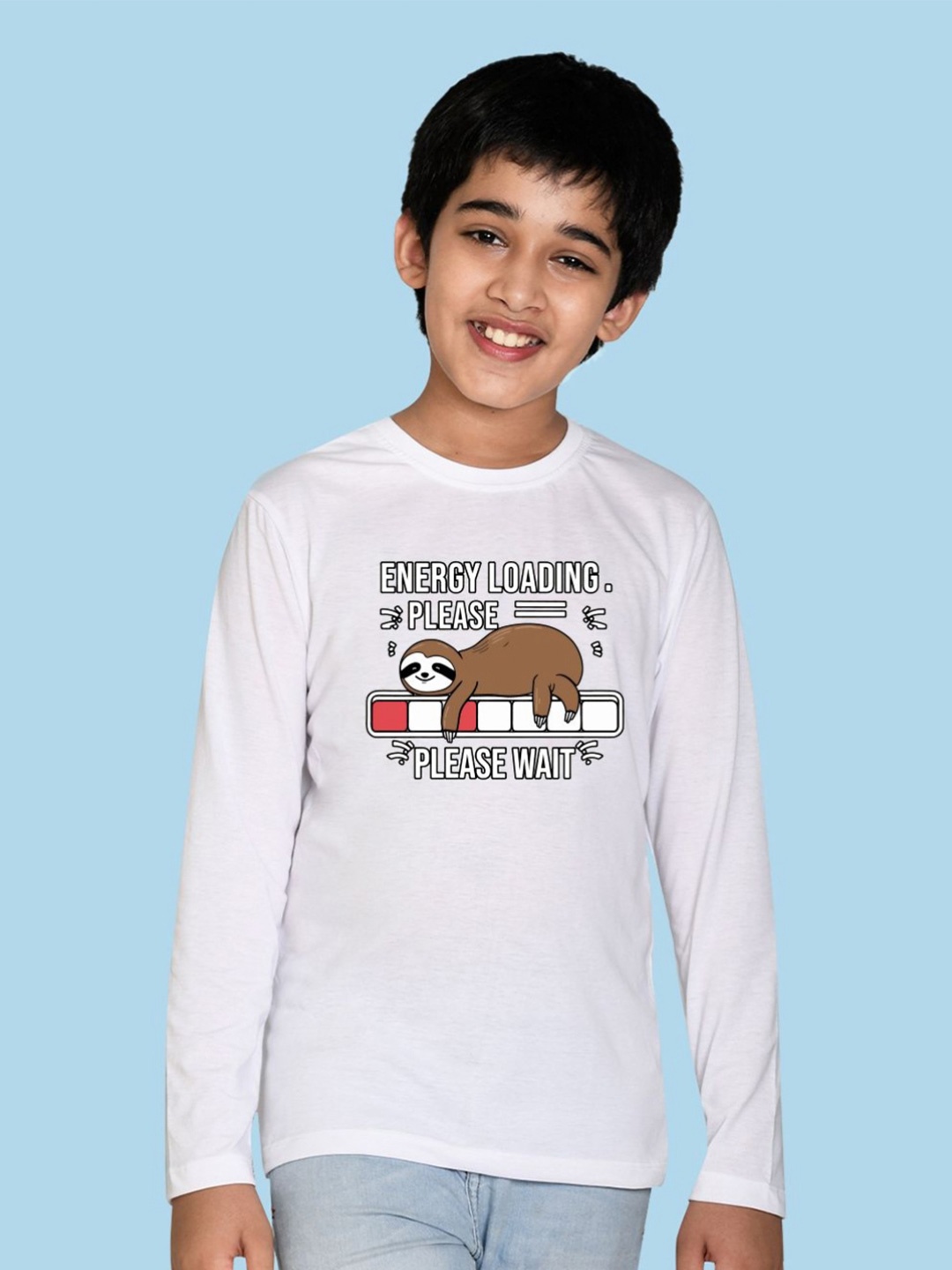 

NUSYL Boys Typography Printed Round Neck Cotton T-shirt, White