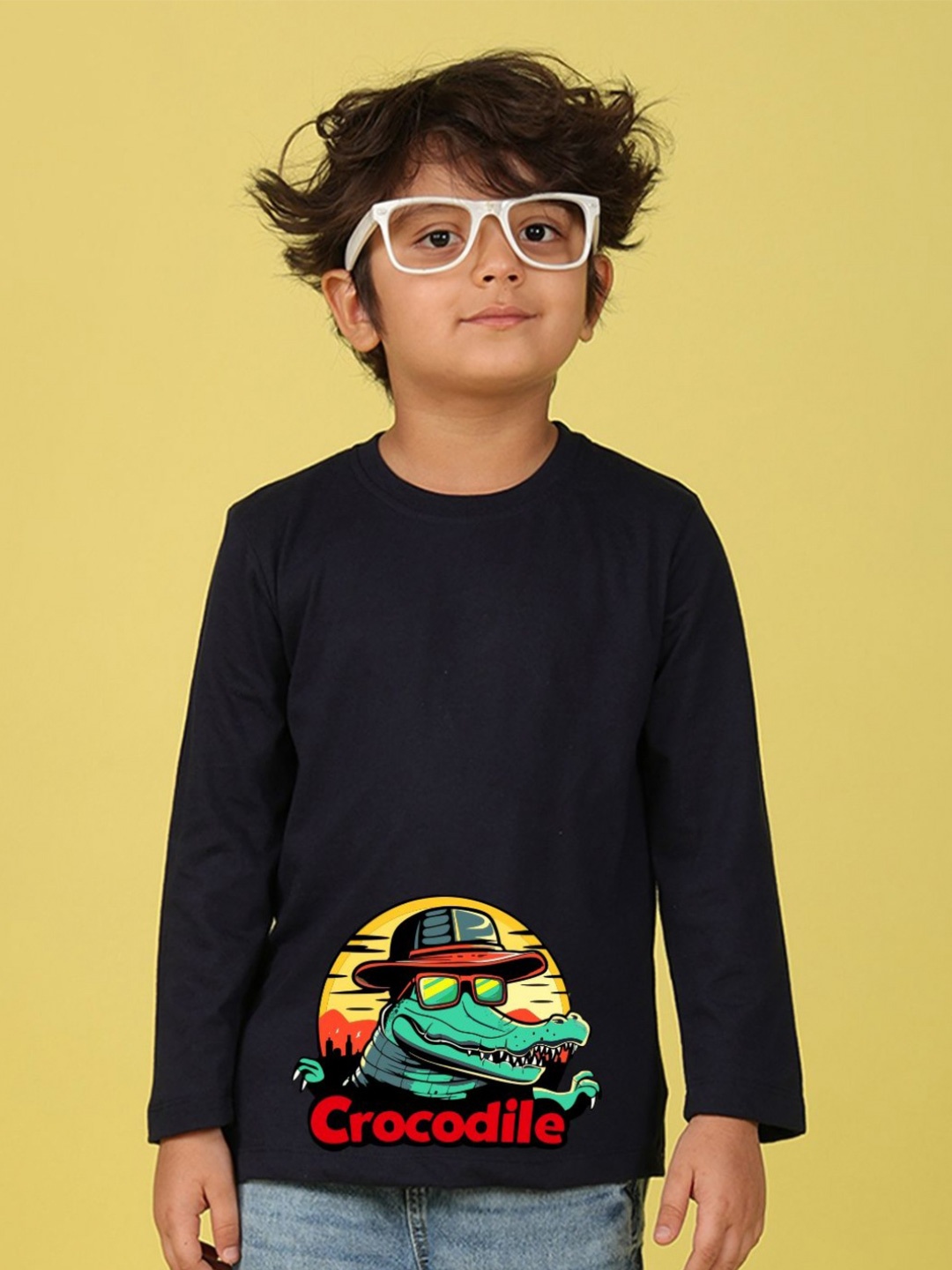 

NUSYL Boys Graphic Printed Round Neck Cotton T-shirt, Navy blue