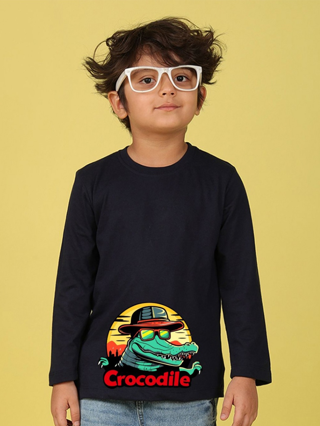 NUSYL Boys Graphic Printed Round Neck Cotton T-shirt, Navy blue