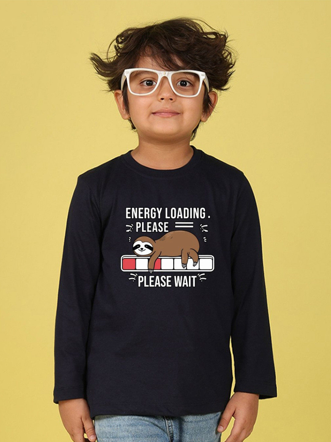 

NUSYL Boys Typography Printed Round Neck Cotton T-shirt, Navy blue