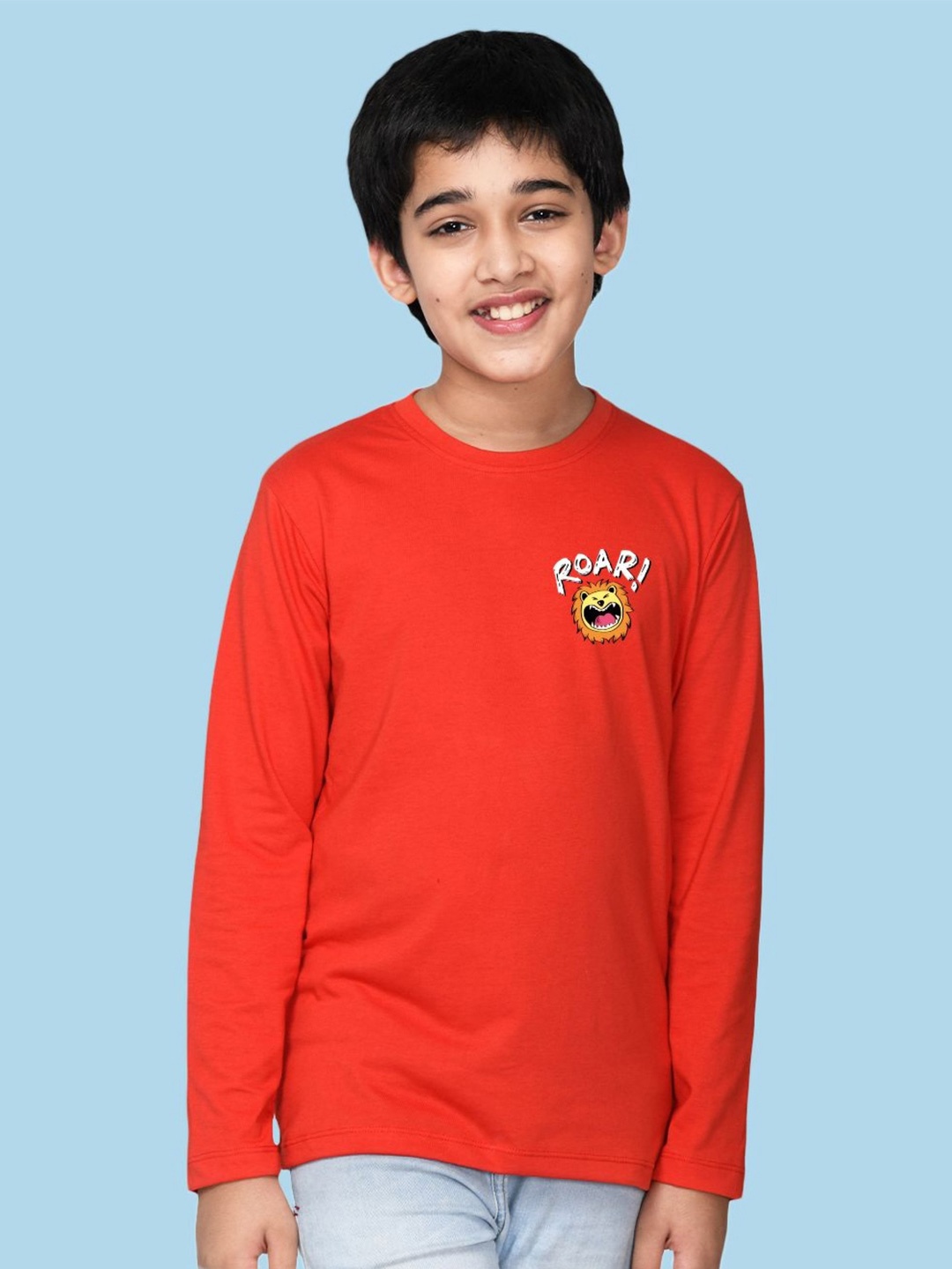 

NUSYL Boys Graphic Printed Round Neck Cotton T-shirt, Red