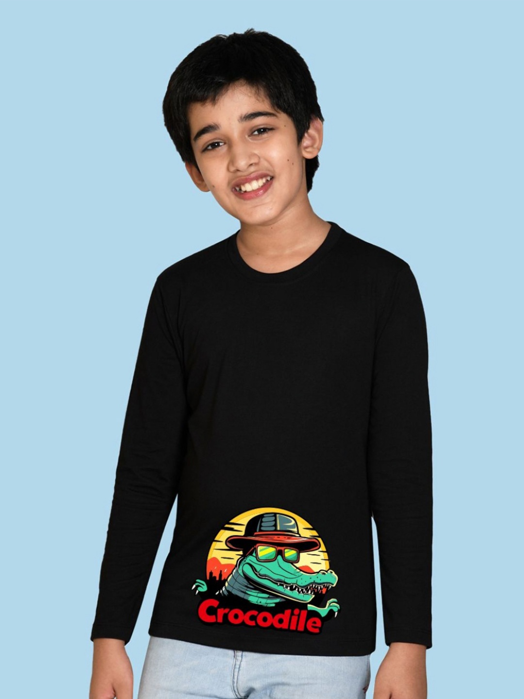 

NUSYL Boys Graphic Printed Round Neck Cotton T-shirt, Black