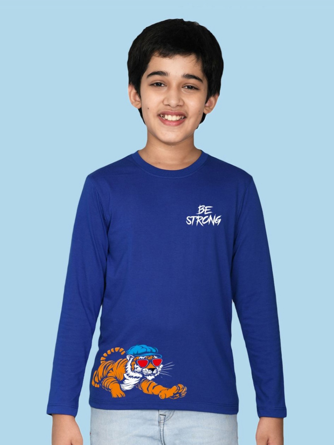 

NUSYL Boys Graphic Printed Round Neck Cotton T-shirt, Blue