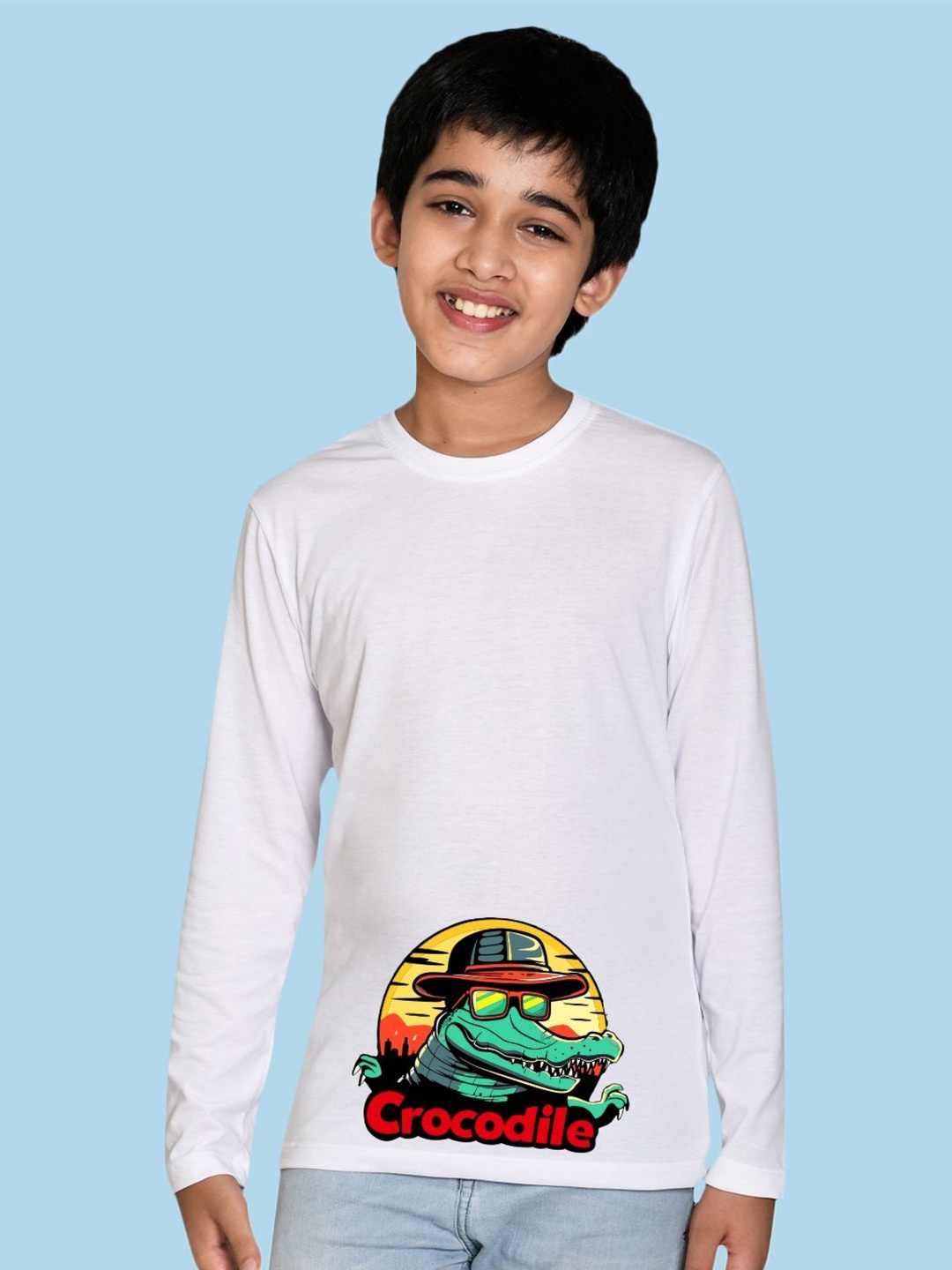 

NUSYL Boys Graphic Printed Round Neck Cotton T-shirt, White