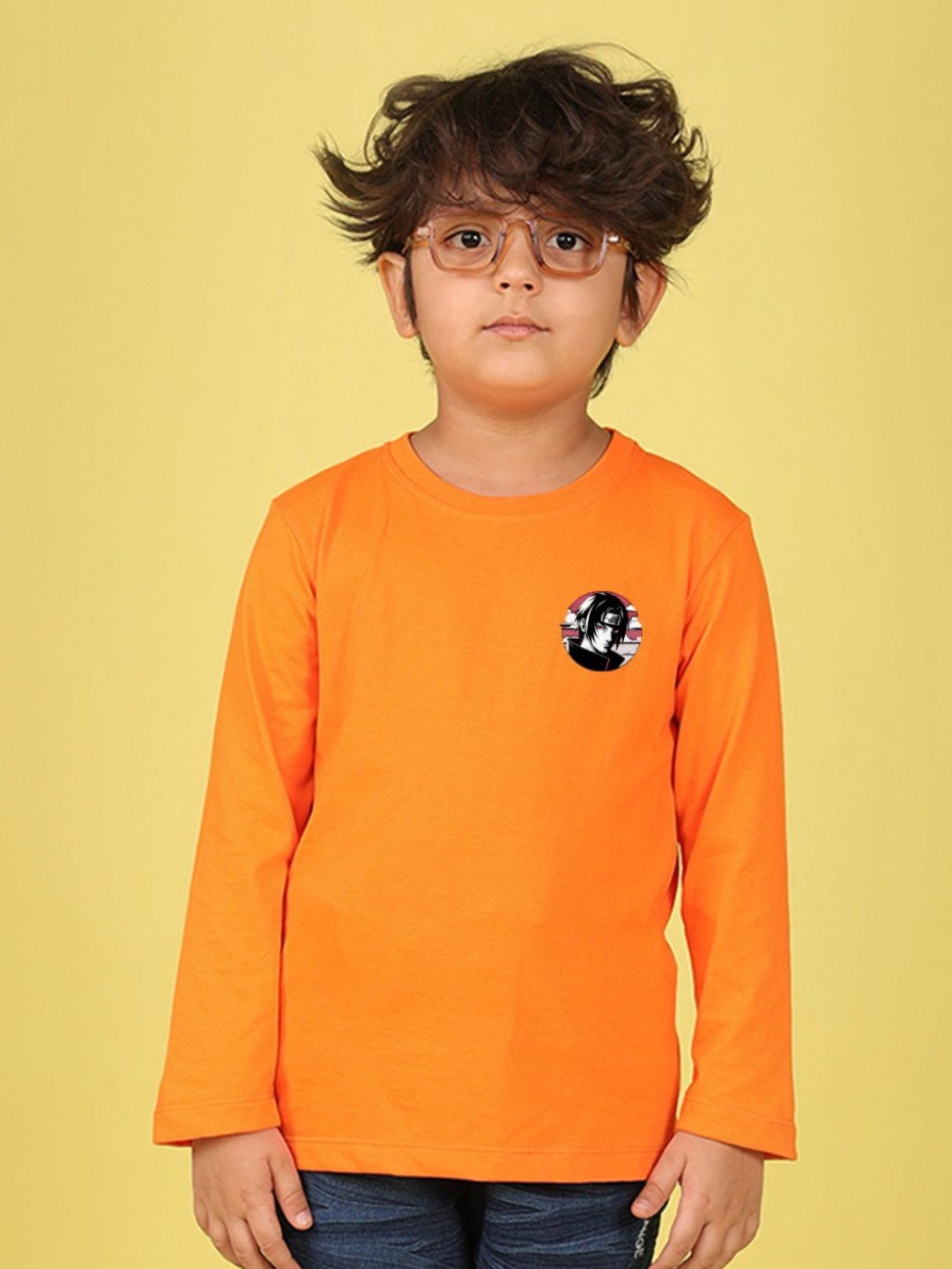 

NUSYL Boys Graphic Printed Round Neck Cotton T-shirt, Orange