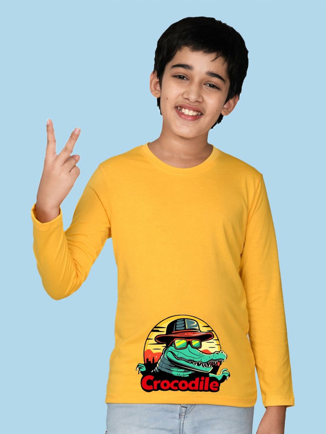 

NUSYL Boys Graphic Printed Round Neck Cotton Casual T-shirt, Yellow