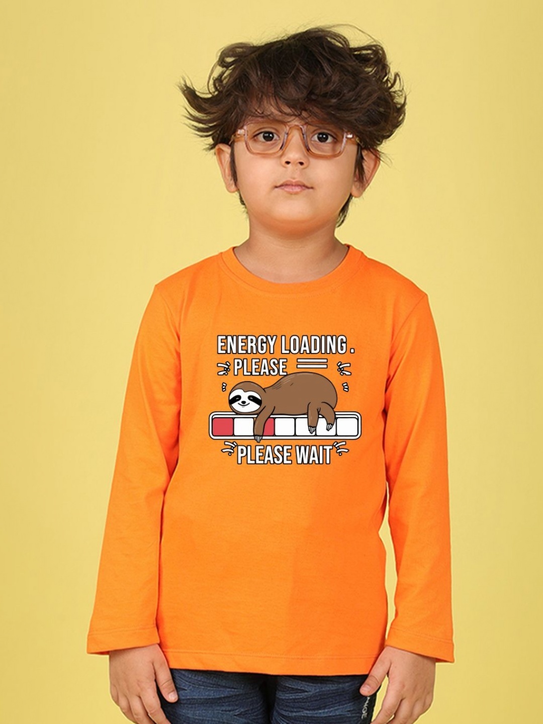 

NUSYL Boys Graphic Printed Round Neck Cotton T-shirt, Orange