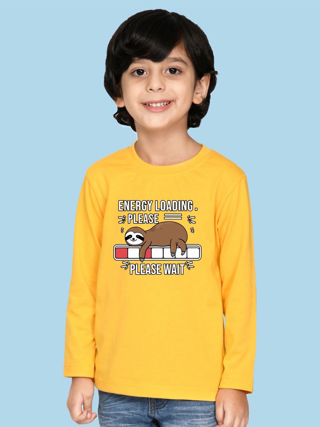 

NUSYL Boys Graphic Printed Round Neck Cotton T-shirt, Yellow