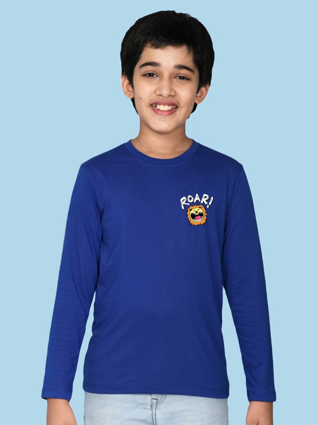 

NUSYL Boys Graphic Printed Round Neck Cotton T-shirt, Blue