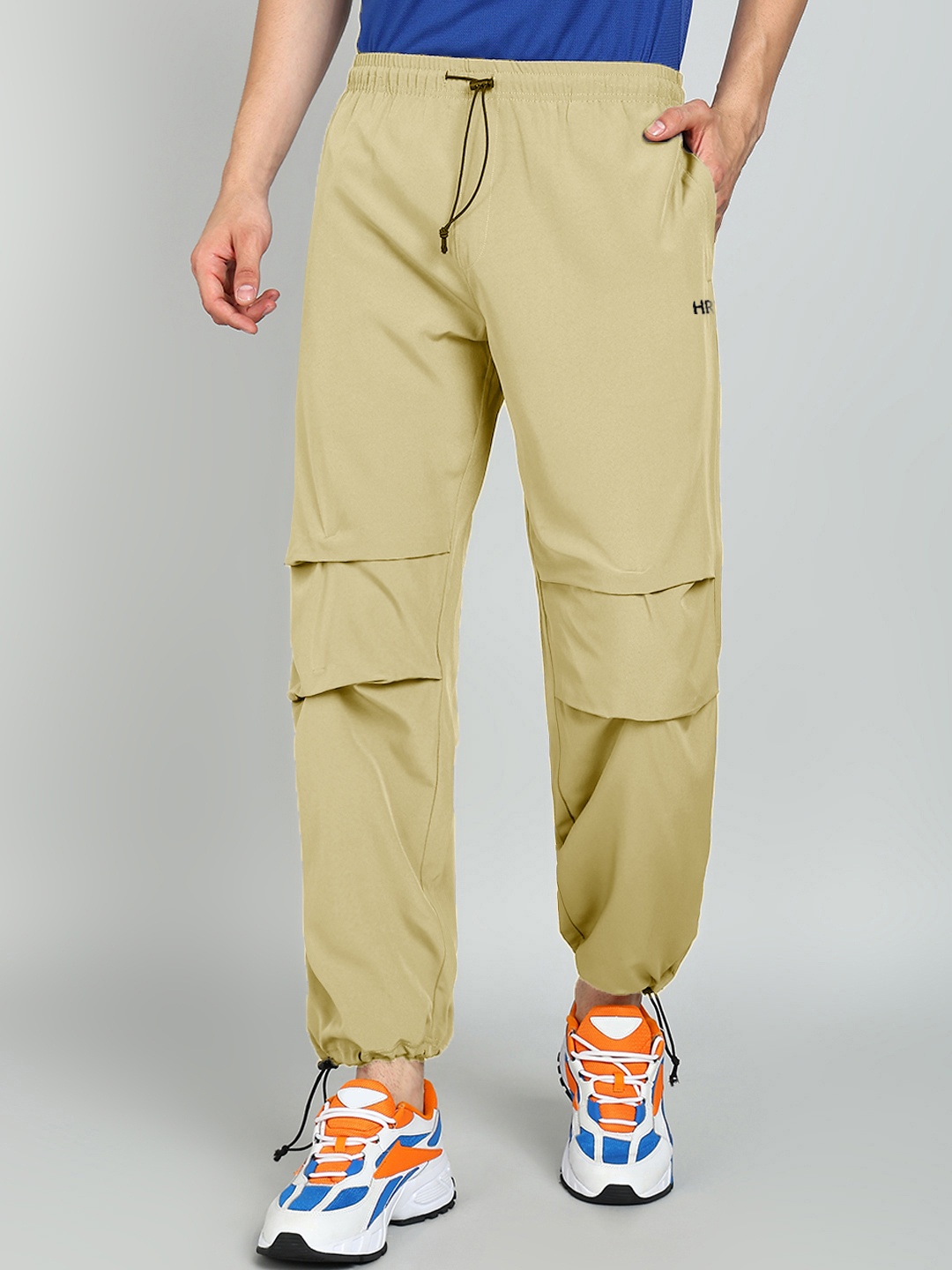 

HRX by Hrithik Roshan Men Mid-Rise Parachute Track Pants, Beige