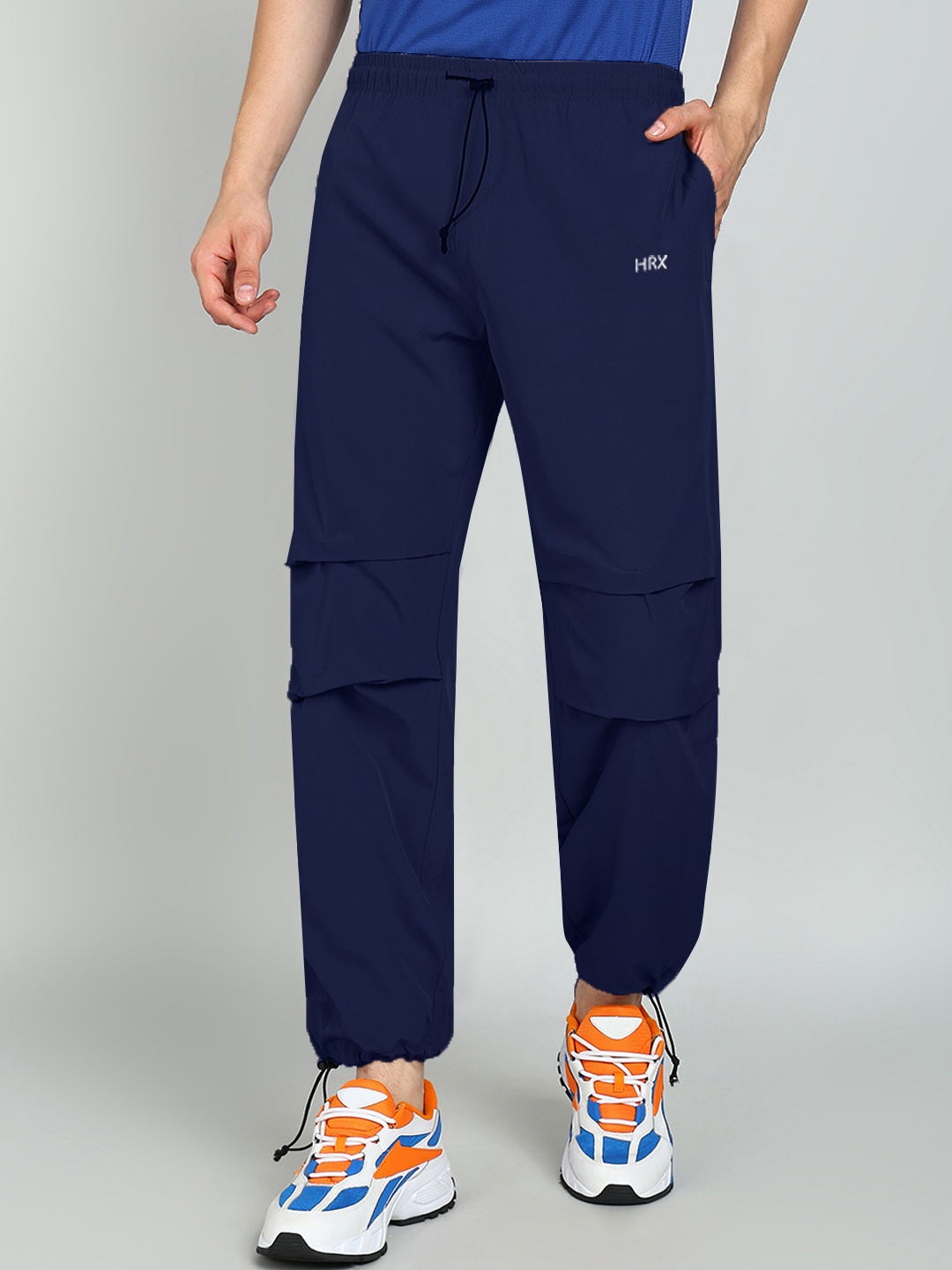 

HRX by Hrithik Roshan Men Mid-Rise Parachute Track Pants, Navy blue