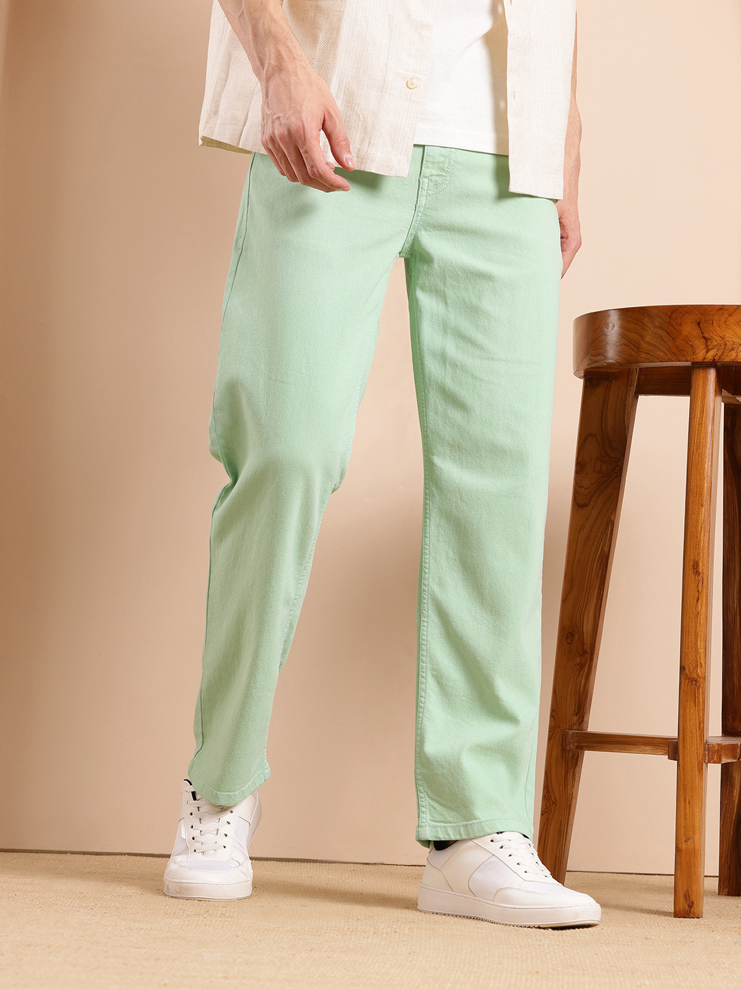 

Mast & Harbour Men Regular Fit Stretchable Jeans, Green