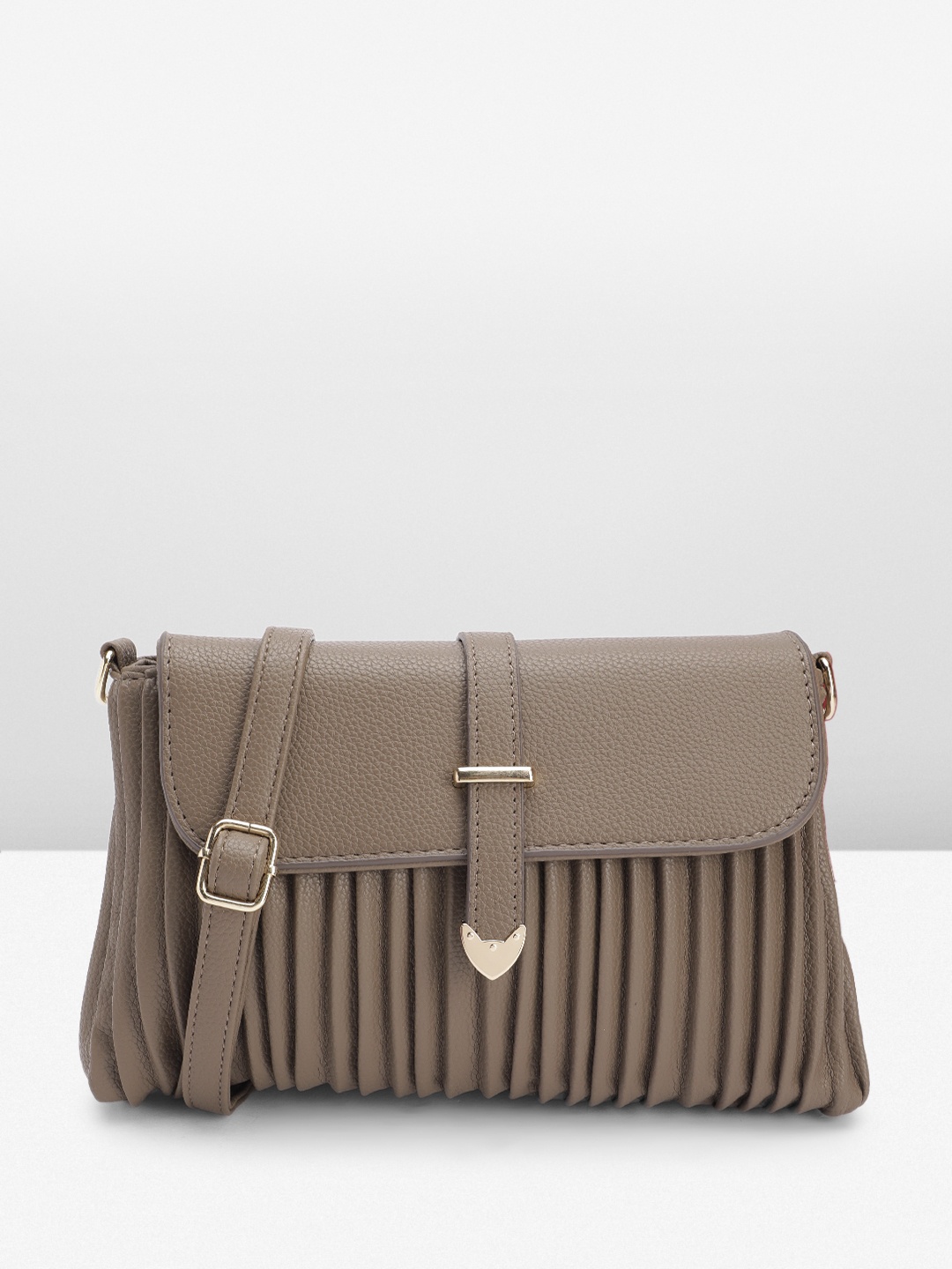 

DressBerry Structured Pleated Sling Bag, Brown